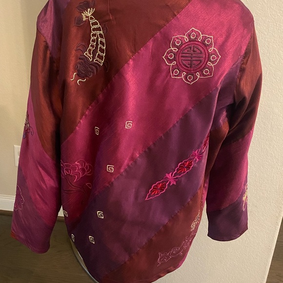 Embroidered Jewel Tone Chinoiserie Jacket and/or Button Up, XL - Picture 3 of 5
